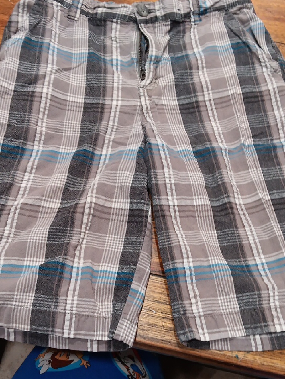 Basic Editions Plaid Shorts in Gray and Blue
